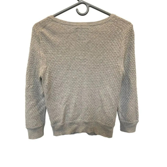 American Eagle Women’s Medium Gray Rhinestone Crochet Crop Cardigan Bejeweled Ho - Picture 6 of 6